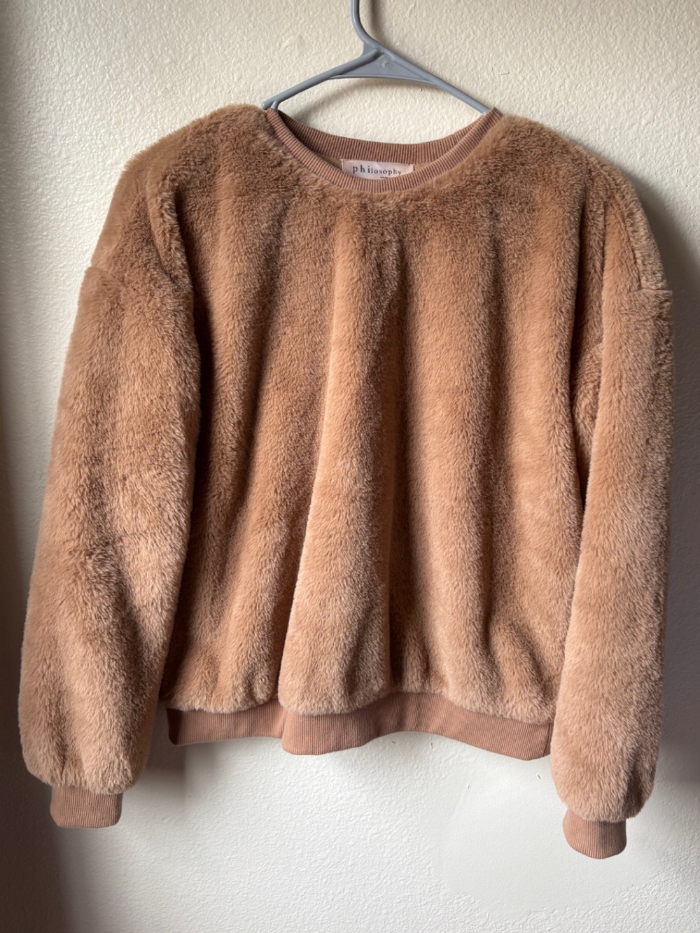 Philosophy Plush Teddy Pullover Sweater - Light Brown